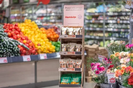 Mellanmålshylla i en Hemköpsbutik