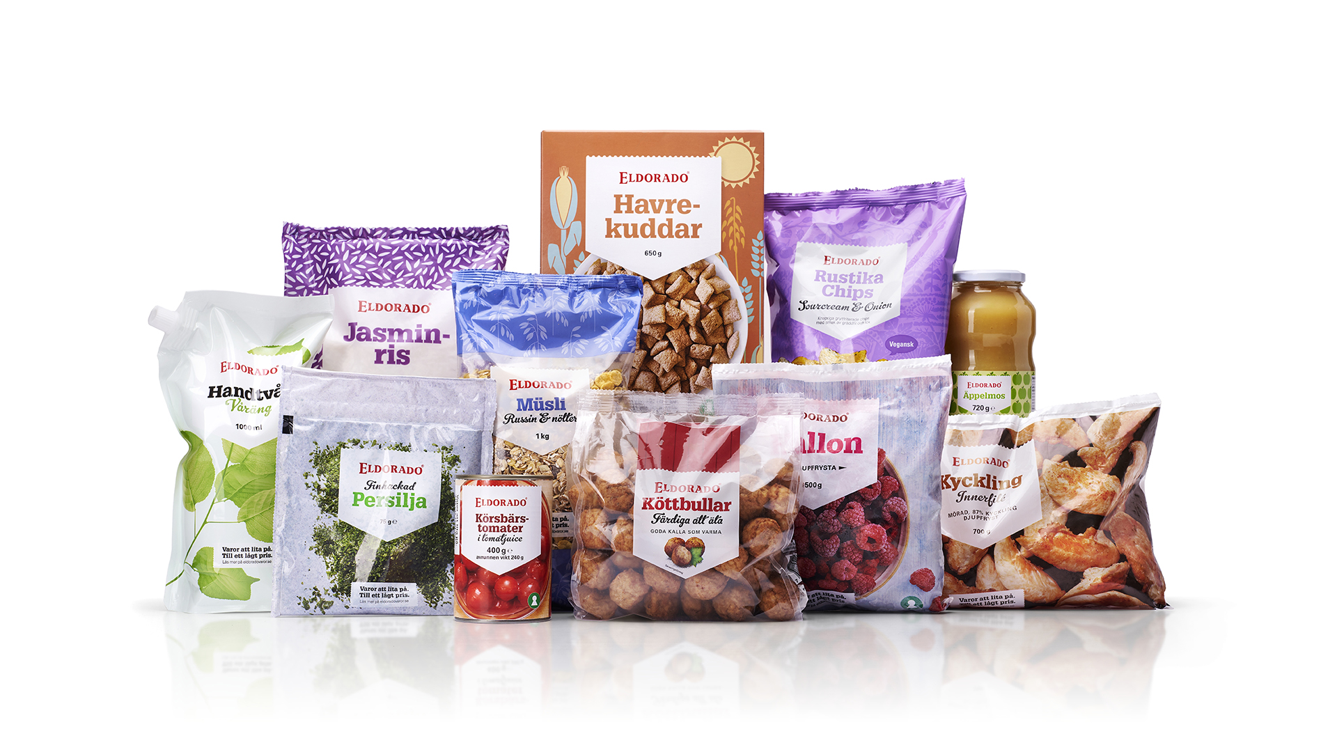 Samlingsbild på varor från Eldorado